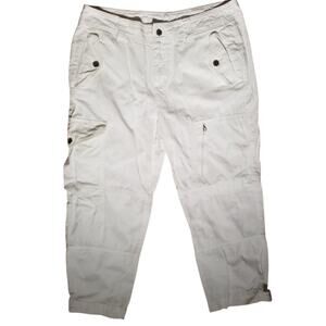 Lauren Ralph Lauren Womens Size 10 White Cargo Pants Snap Ankle Pockets Zipper
